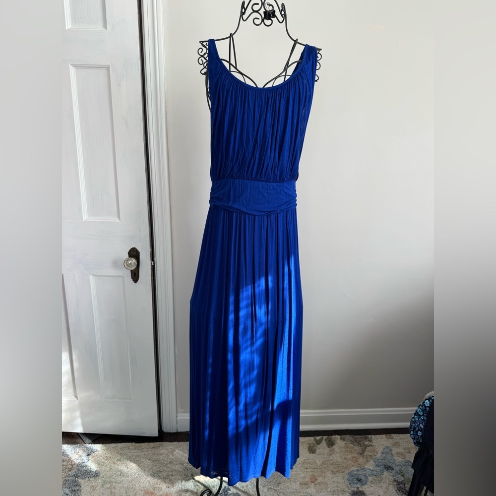 Vibrant Ginger G Blue knit Maxi Dress